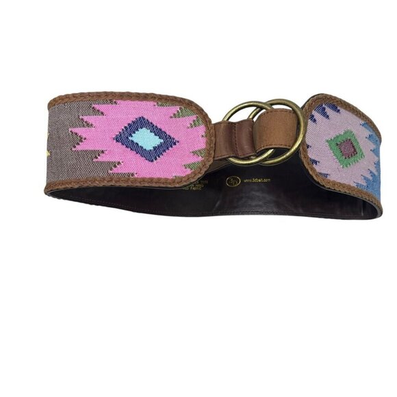 3D Belt Co. size medium Southwestern Loomed Fabric wide Belt tribal print - Picture 2 of 13